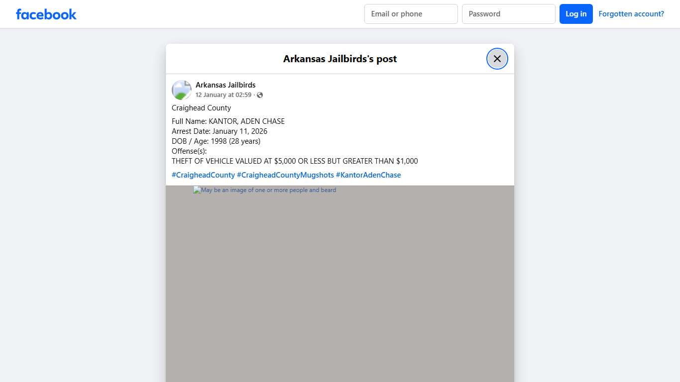 Craighead County Full Name: KANTOR,... - Arkansas Jailbirds Facebook